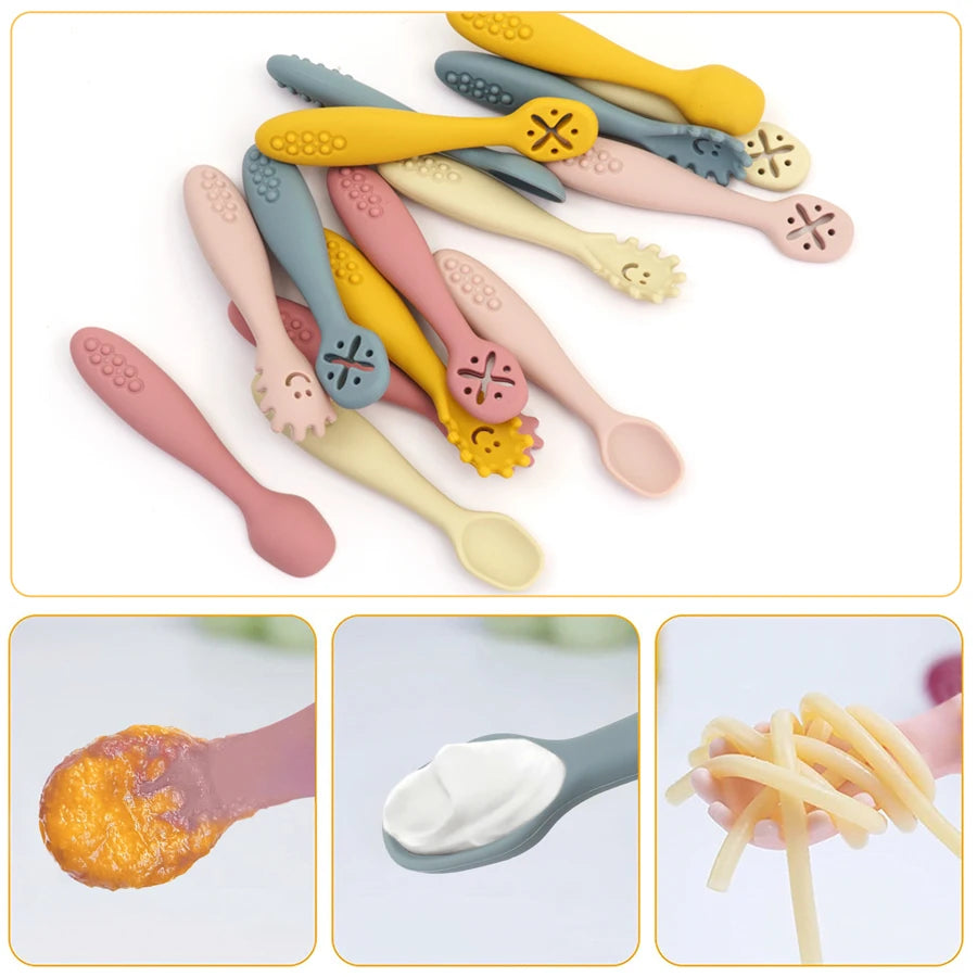 3PCS Cute Baby Learning Spoons Utensils Set Newborn Feeding Spoon Set Toddler Scoop Weaning Cutlery Children‘s Tablewar - Sternli Store