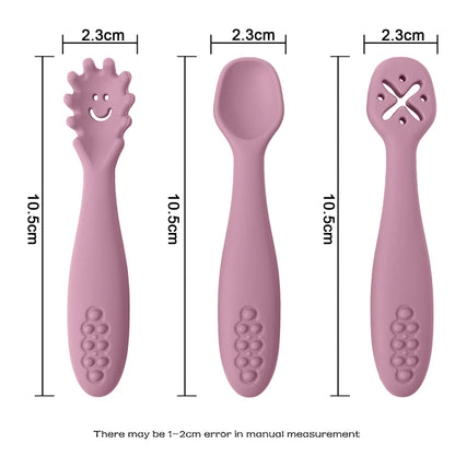 3PCS Cute Baby Learning Spoons Utensils Set Newborn Feeding Spoon Set Toddler Scoop Weaning Cutlery Children‘s Tablewar - Sternli Store