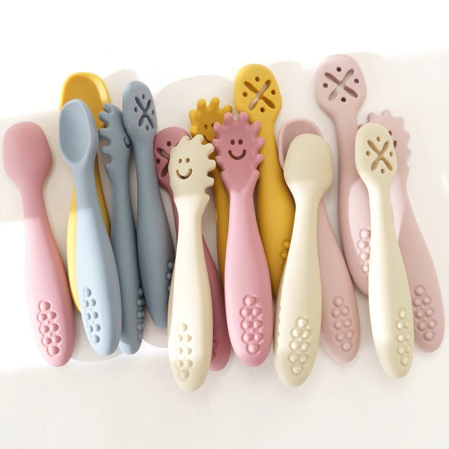 3PCS Cute Baby Learning Spoons Utensils Set Newborn Feeding Spoon Set Toddler Scoop Weaning Cutlery Children‘s Tablewar - Sternli Store